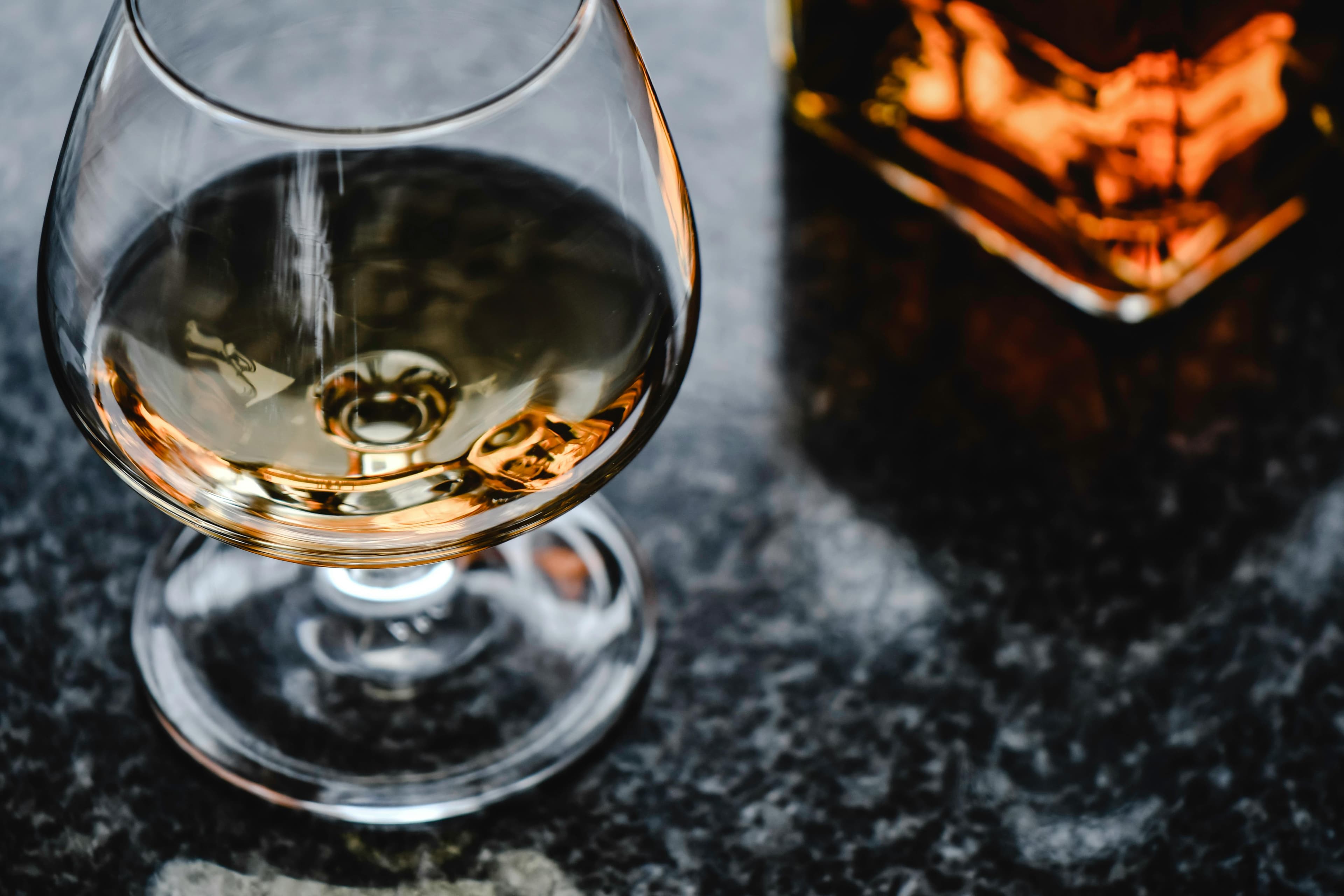 A cognac balloon glass — tasting at one of the great Charente maisons